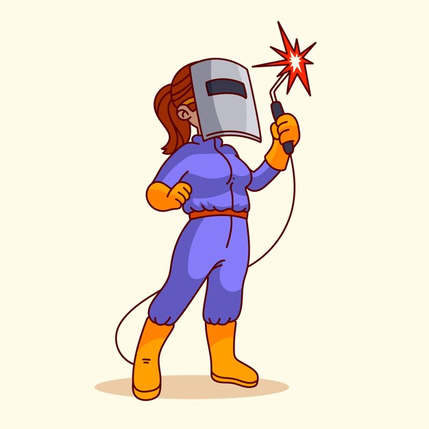 Illustration de dessin animé de soudeur dessinée à la main