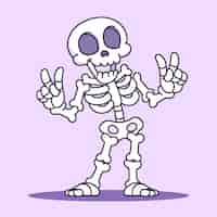 Vecteur gratuit illustration de dessin animé squelette dessiné à la main