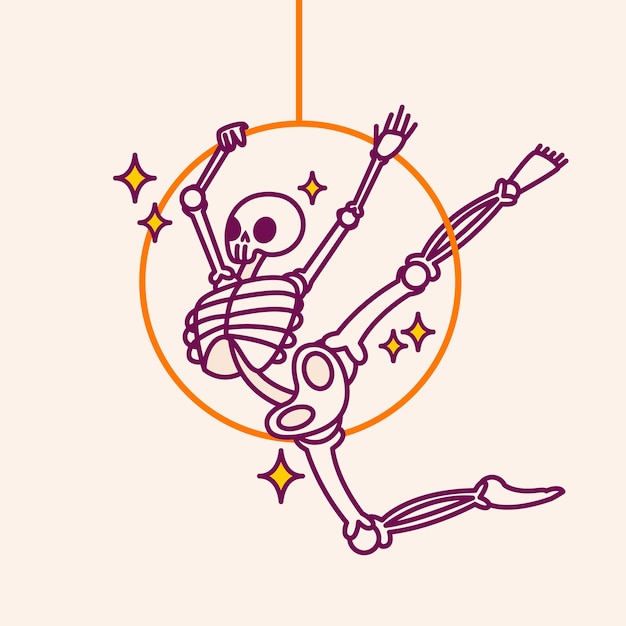 Vecteur gratuit illustration de dessin animé squelette dessiné à la main