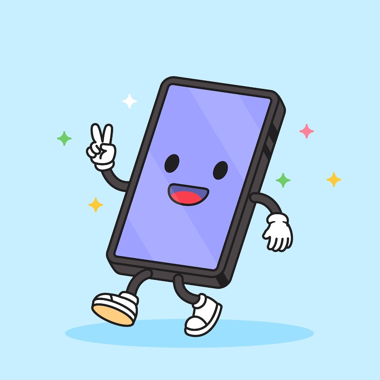 Vecteur gratuit illustration de dessin animé de téléphone dessiné à la main