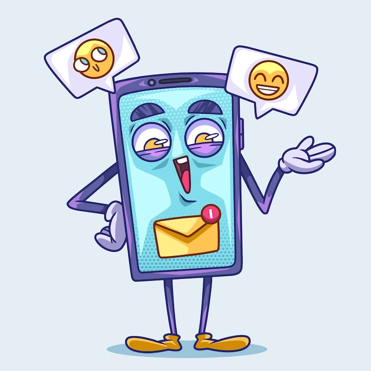 Vecteur gratuit illustration de dessin animé de téléphone dessiné à la main