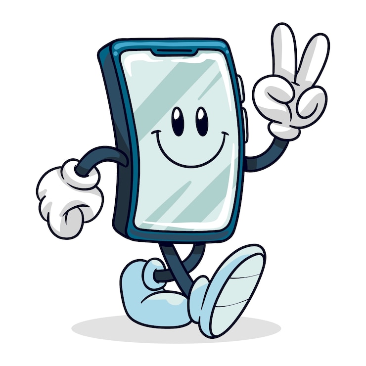 Vecteur gratuit illustration de dessin animé de téléphone dessiné à la main
