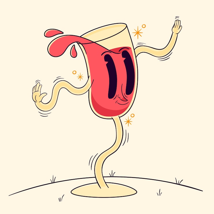 Vecteur gratuit illustration de dessin animé de vin dessiné à la main