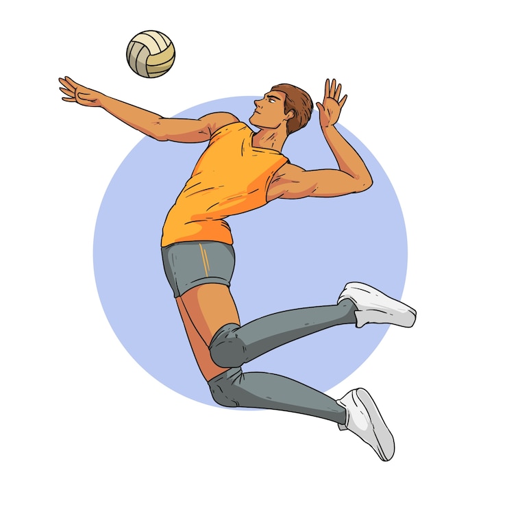 Vecteur gratuit illustration de dessin animé de volley-ball dessiné à la main