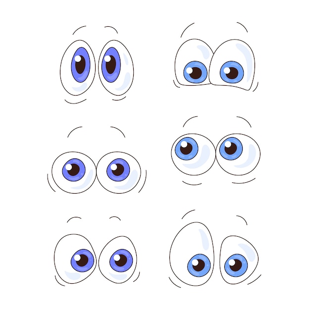 Vecteur gratuit illustration de dessin animé yeux effrayés dessinés à la main