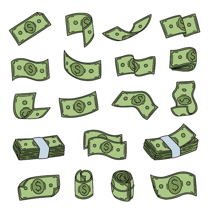 Vecteur gratuit illustration de dessin d'argent dessiné à la main