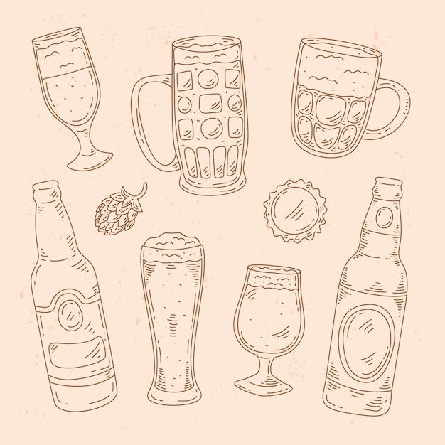 Vecteur gratuit illustration de dessin de bière dessiné à la main