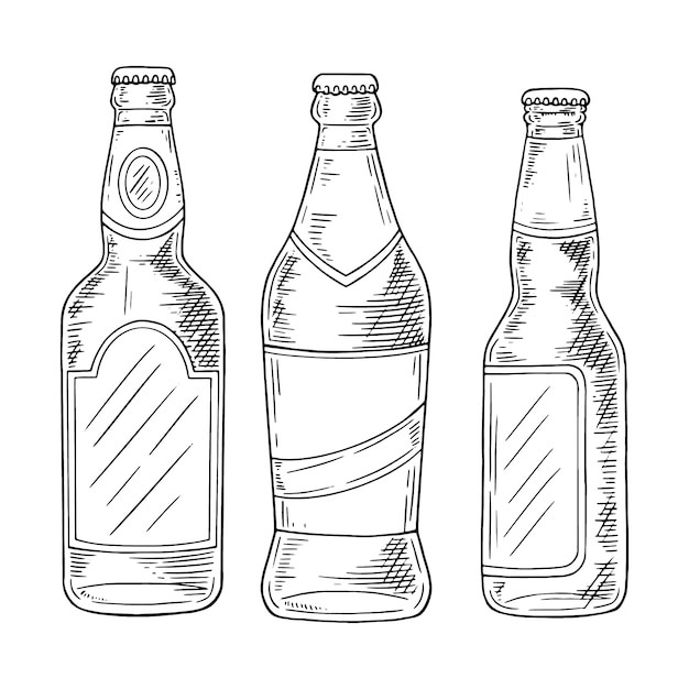 Vecteur gratuit illustration de dessin de bouteille de bière dessinée à la main
