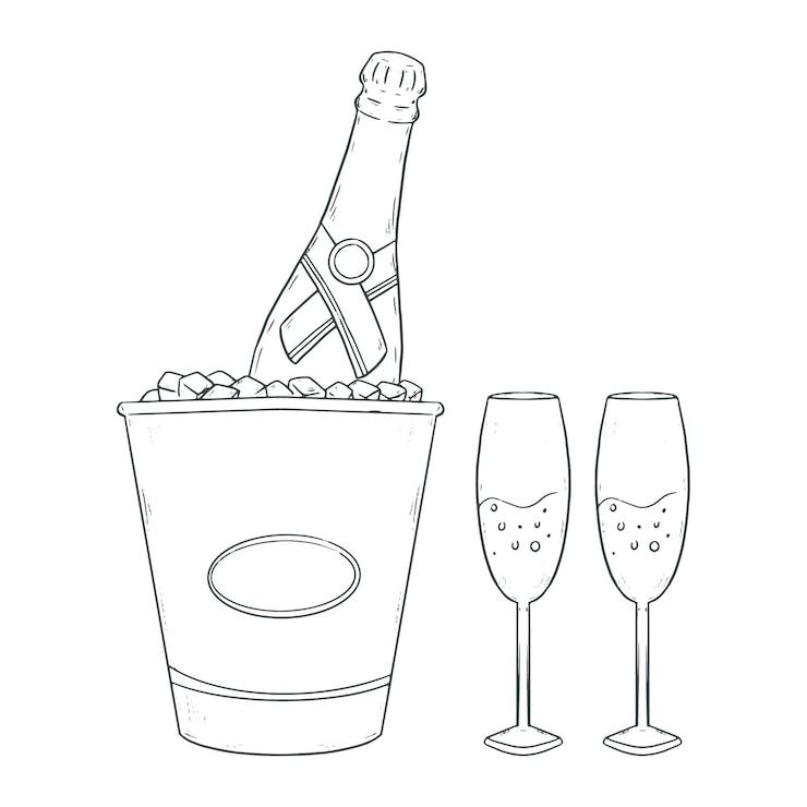 Vecteur gratuit illustration de dessin de champagne dessinée à la main