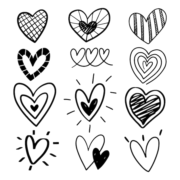 Illustration de dessin coeur dessiné à la main