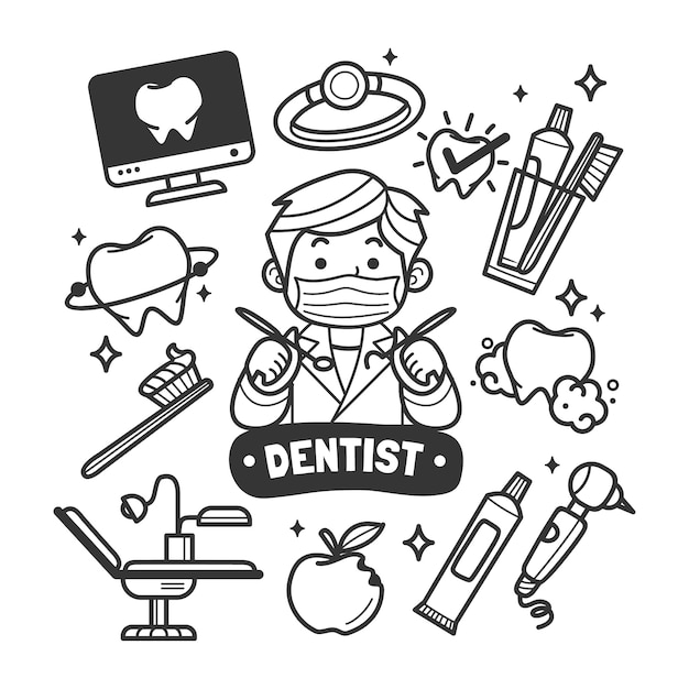 Illustration De Dessin De Dentiste Dessinée à La Main