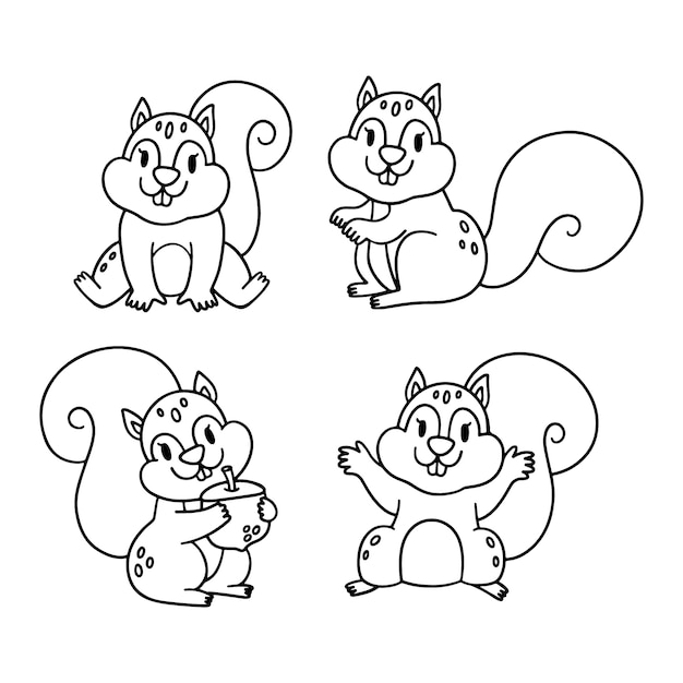 Vecteur gratuit illustration de dessin d'écureuil dessiné à la main