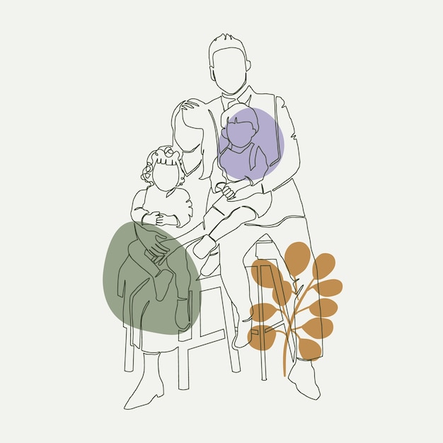 Illustration De Dessin De Famille Dessiné à La Main