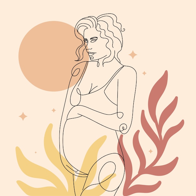 Illustration de dessin de femme enceinte dessinée à la main