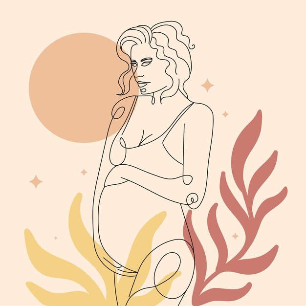 Illustration de dessin de femme enceinte dessinée à la main