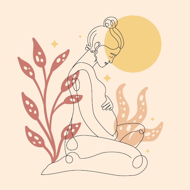 Illustration de dessin de femme enceinte dessinée à la main