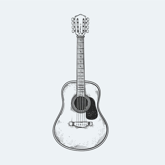 Vecteur gratuit illustration de dessin de guitare dessinée à la main