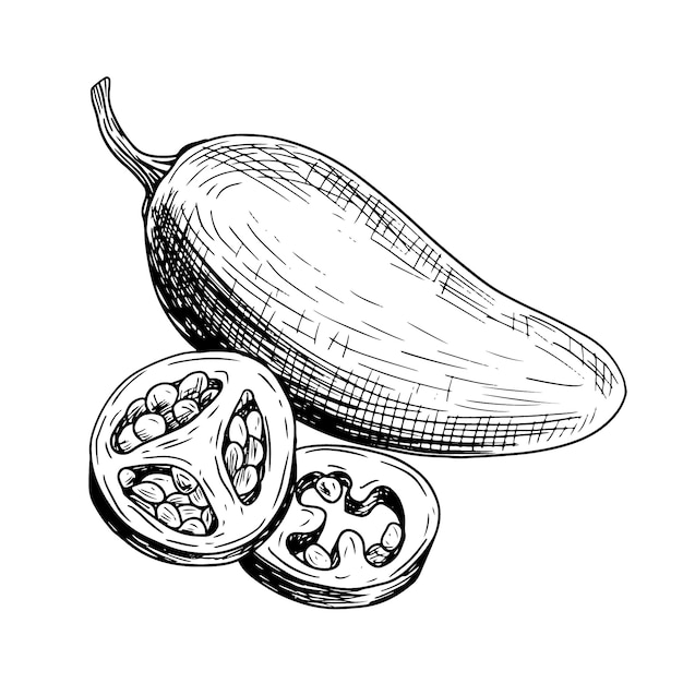 Illustration De Dessin Jalapeno Dessinée à La Main