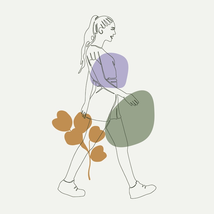 Vecteur gratuit illustration de dessin de marche femme dessinée à la main