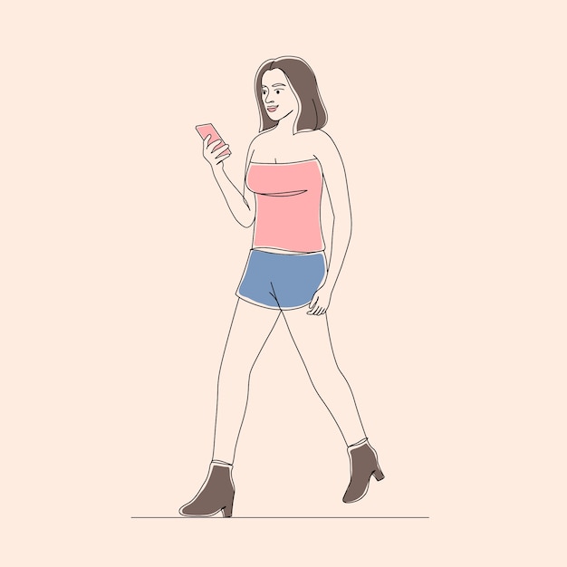 Vecteur gratuit illustration de dessin de marche femme dessinée à la main