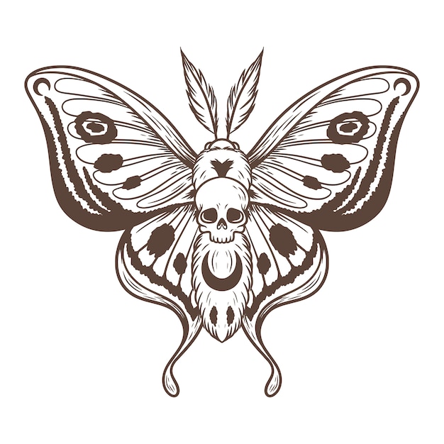 Illustration de dessin de papillon de mort dessiné à la main