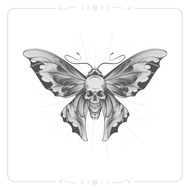 Vecteur gratuit illustration de dessin de papillon de mort dessiné à la main