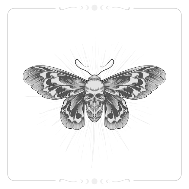 Vecteur gratuit illustration de dessin de papillon de mort dessiné à la main