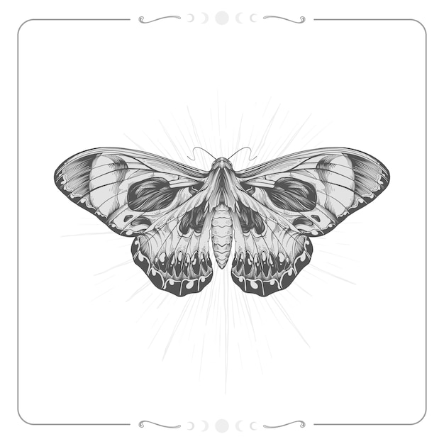 Vecteur gratuit illustration de dessin de papillon de mort dessiné à la main