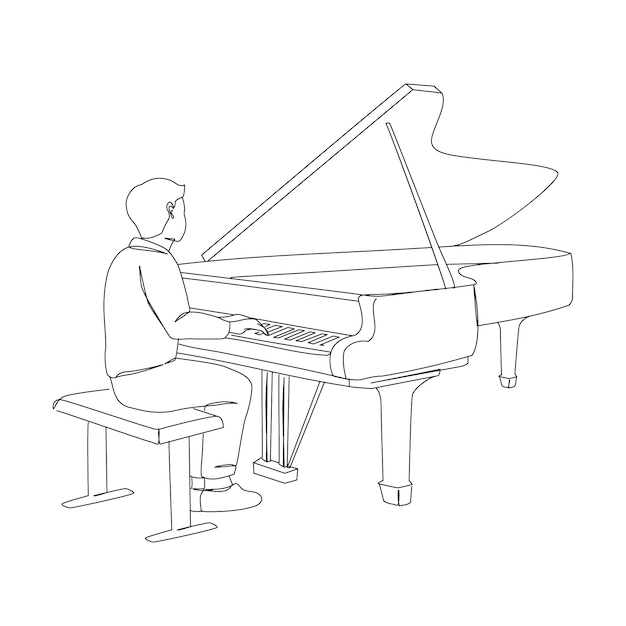 Vecteur gratuit illustration de dessin de piano dessiné à la main