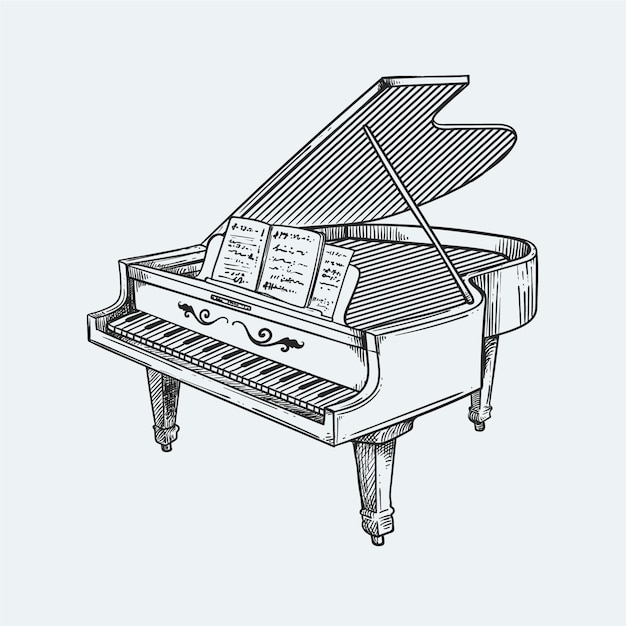 Vecteur gratuit illustration de dessin de piano dessinée à la main