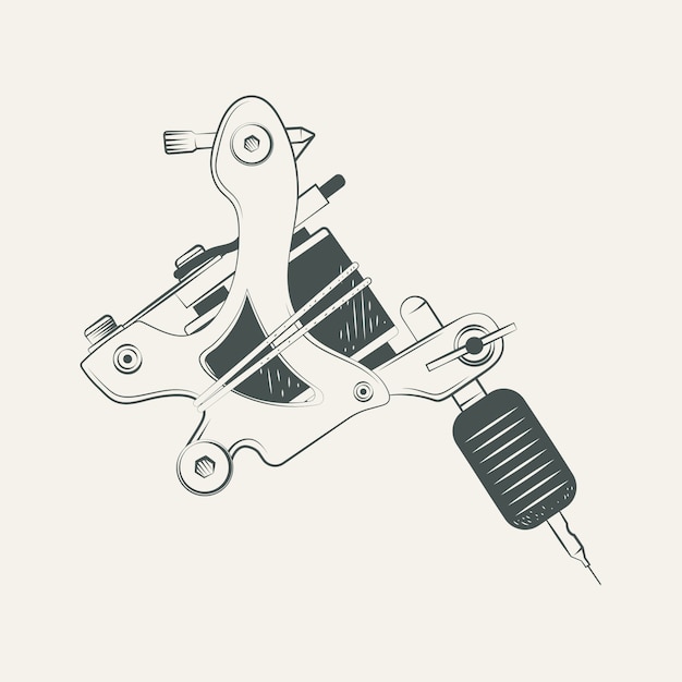 Vecteur gratuit illustration de dessin de pistolet de tatouage dessiné à la main