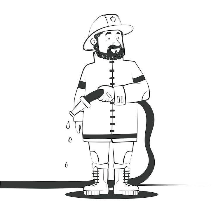 Vecteur gratuit illustration de dessin de pompier dessinée à la main