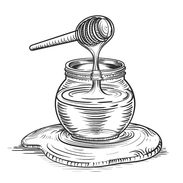 Illustration De Dessin D'un Pot De Miel Dessiné à La Main