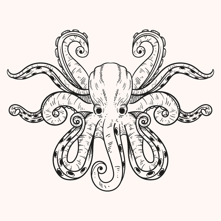 Vecteur gratuit illustration de dessin de poulpe dessiné à la main