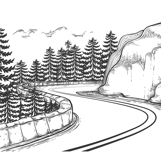 Illustration De Dessin De Route Dessiné à La Main