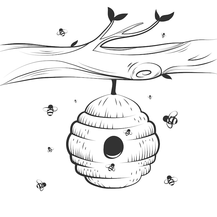 Vecteur gratuit illustration de dessin de ruche dessiné à la main