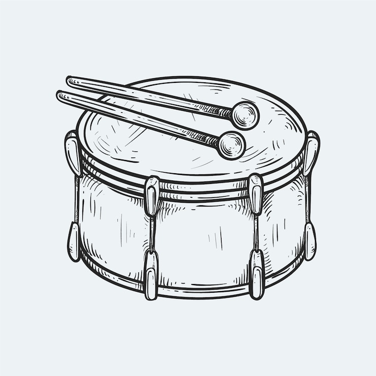 Vecteur gratuit illustration de dessin de tambour dessinée à la main
