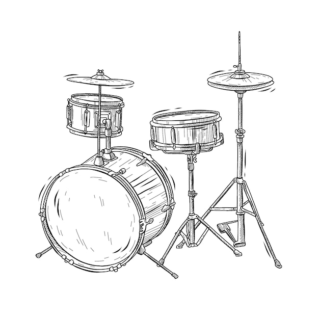Vecteur gratuit illustration de dessin de tambour dessinée à la main