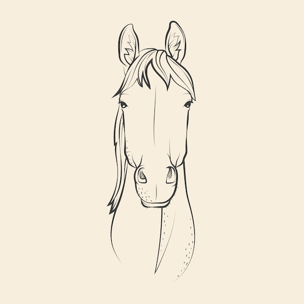 Vecteur gratuit illustration de dessin de tête de cheval dessinée à la main