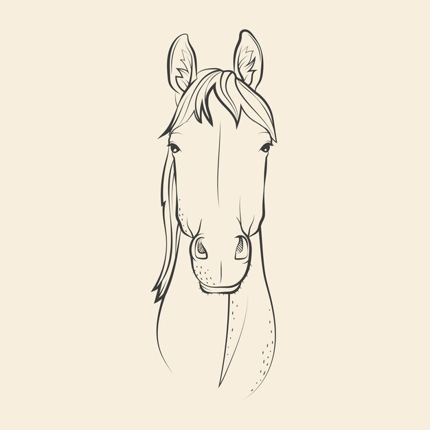Illustration de dessin de tête de cheval dessinée à la main