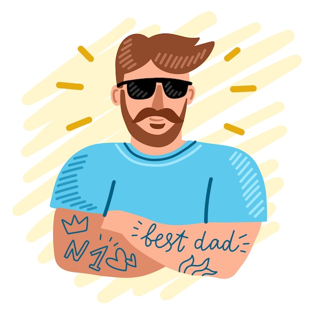 Vecteur gratuit illustration dessinée avec le concept de la fête des pères