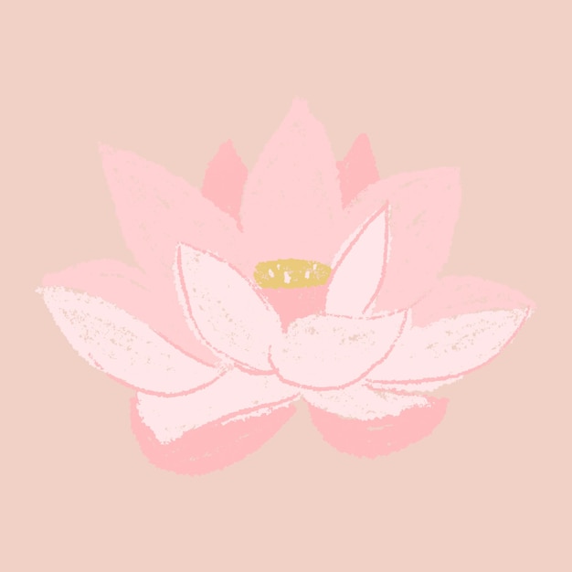 Vecteur gratuit illustration dessinée à la main d'autocollant de fleur rose de lotus