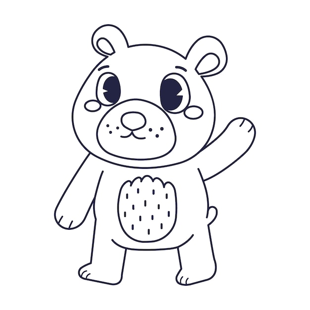 Illustration dessinée à la main du contour de l'ours