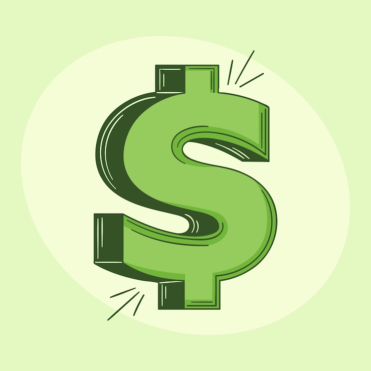 Vecteur gratuit illustration dessinée à la main du signe du dollar