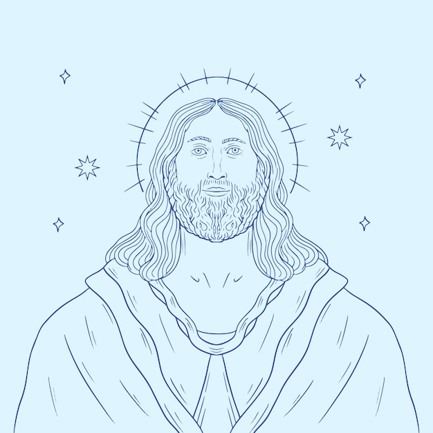 Vecteur gratuit illustration dessinée à la main de jésus