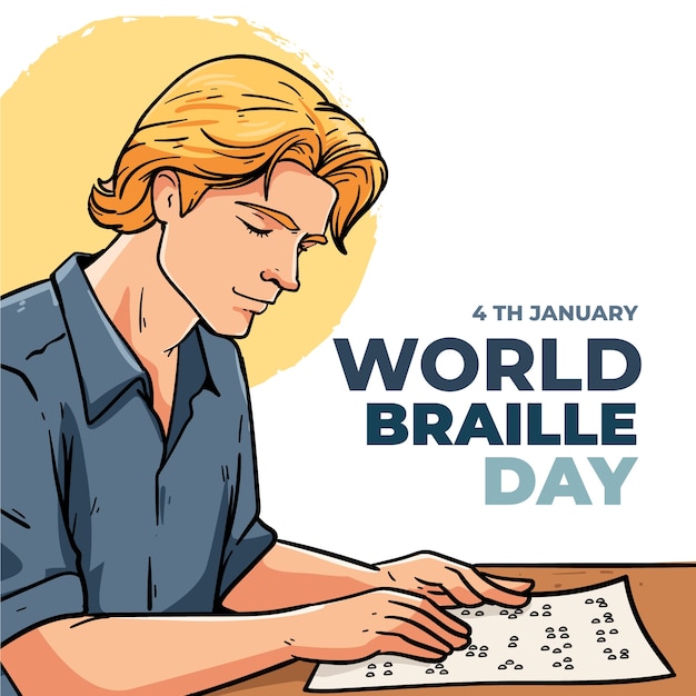 Illustration Dessinée à La Main De La Journée Mondiale Du Braille