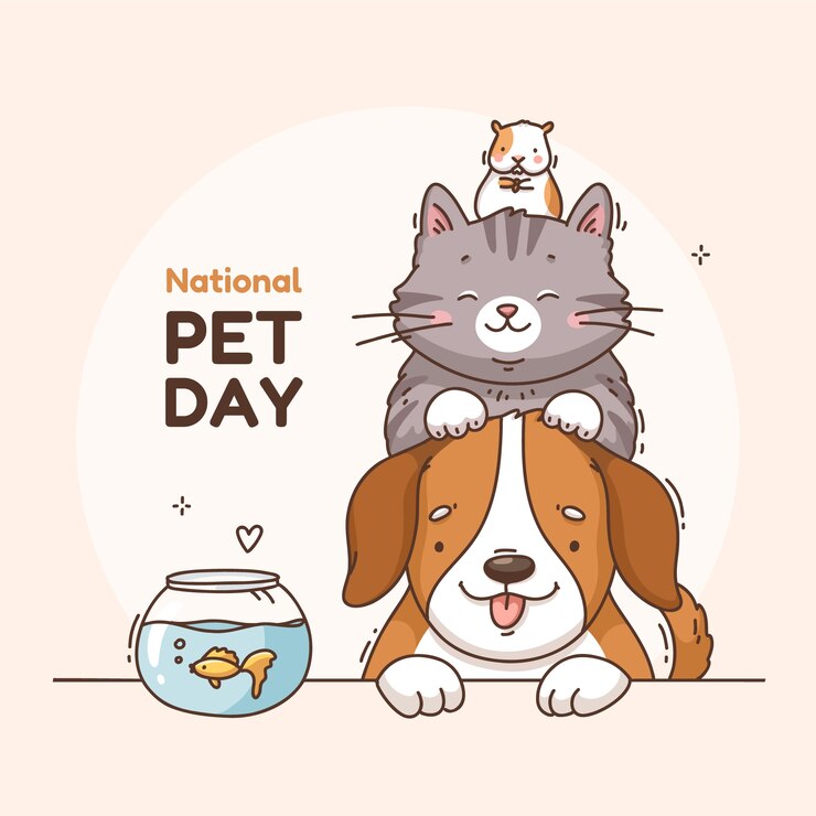 Vecteur gratuit illustration dessinée à la main de la journée nationale des animaux de compagnie.