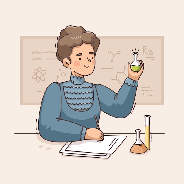 Illustration Dessinée à La Main Par Marie Curie