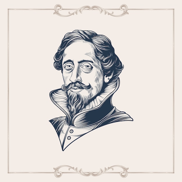 Vecteur gratuit illustration dessinée à la main par miguel de cervantes