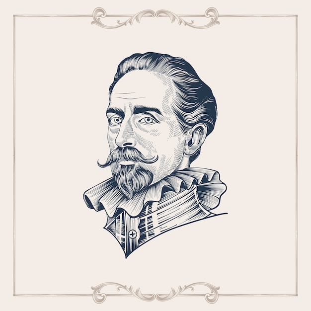 Illustration Dessinée à La Main Par Miguel De Cervantes